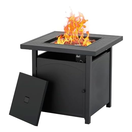 BALI OUTDOORS Brasero de Gas, Calentador de Gas Exterior Jardín y Terraza - Llama Real -Calentador Suplementario - Chimenea de gas con piedras de lava