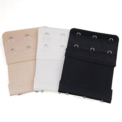 World Pride Women's Soft Back Bra Band Extender, Pack of 3 (3 Hooks)