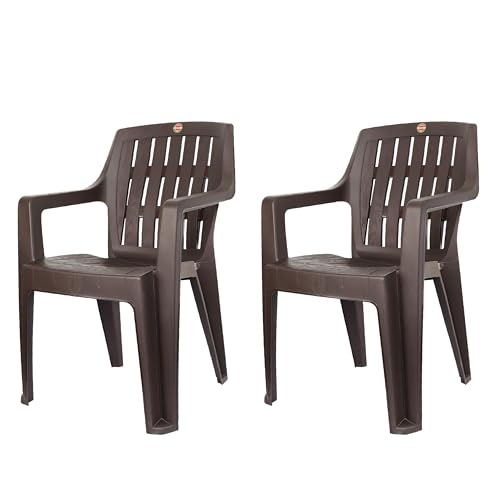 Image of Cello Ritzy Chair Set of 2, Matte Brown | Unbreakable, Durable & Strong | Blended PP Material, Easy to Clean | Plastic Chair for Living Room, Home & Office | 3 Years Warranty - Manufacturing Defects