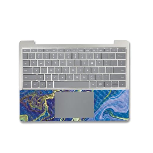 Image of MightySkins Carbon Fiber Skin Compatible with Microsoft Surface Laptop Go 3 (2023) Full Wrap Kit - Blue Pour | Protective, Durable Textured Carbon Fiber Finish | Made in The USA