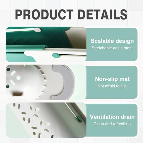 2026 Updated Telescopic Sink Storage Rack, Ajustable Organizador Telescópico de Fregadero de Cocina, Expansible 2 en 1 Escurridor de Fregadero, Porta Esponja y Jabón para Cocina en Casa (C - Verde - 2 piezas) miniatura 6