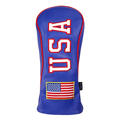 USA Stars and Stripes White Vintage Retro Patriotic Driver Fairway Hybird Wood Cover (Driver Cover)
