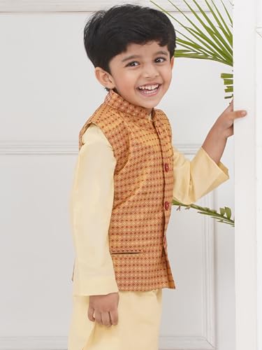 Boys Mandarin Collar Nehru Jacket. (BNJ50020203) (Brown) (02-03 Years)2