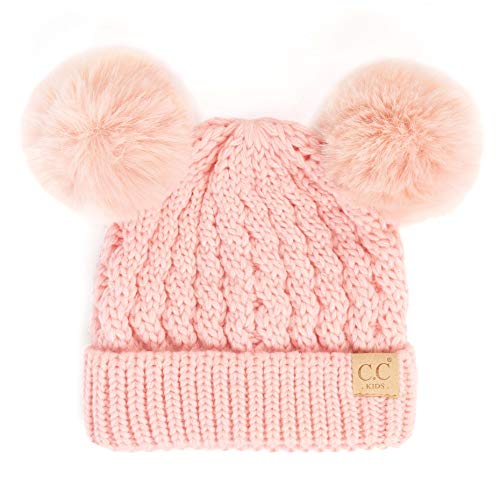 Image of C.C Exclusives Children Kid Double Pompom Knitted Beanie for Kids Ages 2-5 (KID-23)(KID-24)(KIDS-2055)