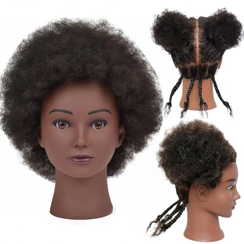 Afro Mannequin Head Human Hair - Black Mannequin Head for Braiding Practice