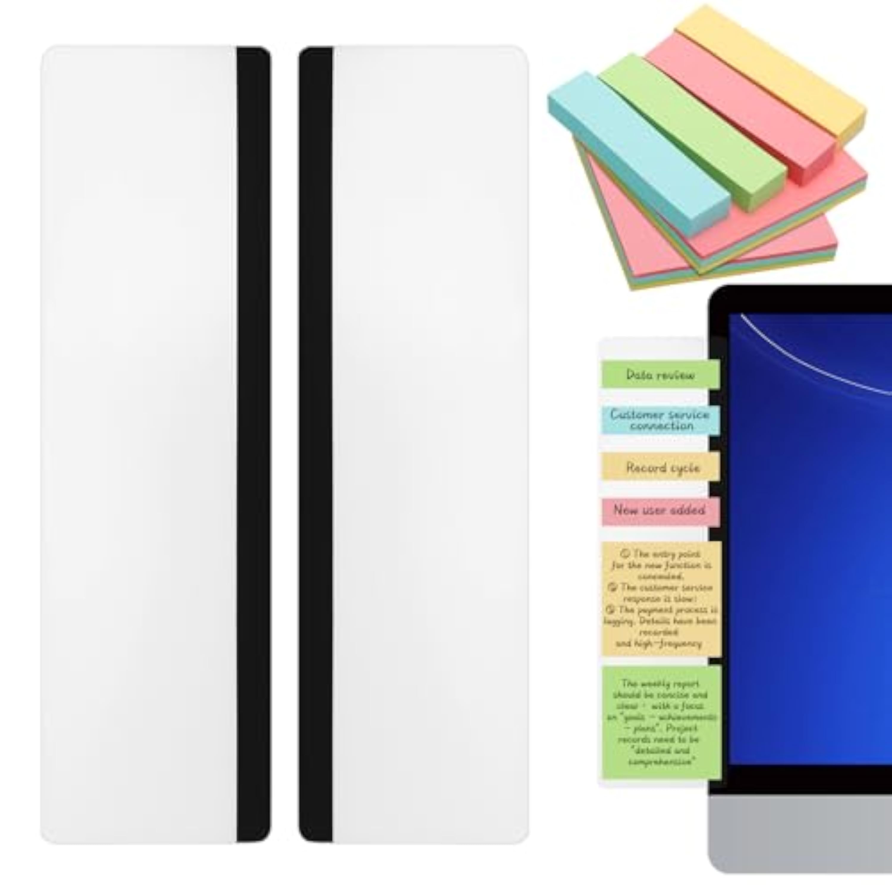 2 Piezas Tablero Notas Pantalla Adhesivo, Tablero de Notas para Monitor, Soporte de Notas Monitor para Oficina en Casa (Izquierda Derecha)