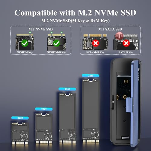 Carcasa NVMe soporte USB 3.2 Gen 2 M.2 sin herramienta miniatura 3