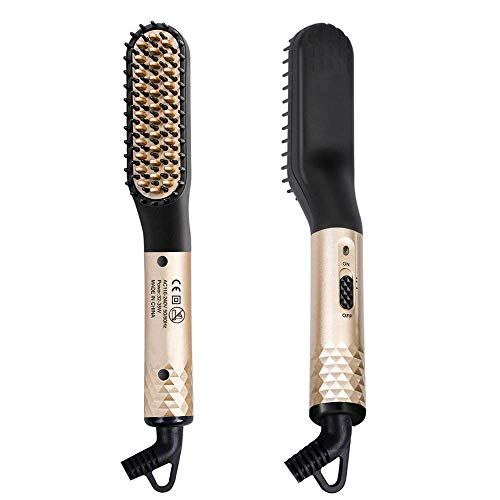 Beard and Hair Straightening Brush, Electric Comb for Men with Side Hair Detangling, Curly Hair Straightening for Beard Style, Hair Style, Women Short Hair Straightening