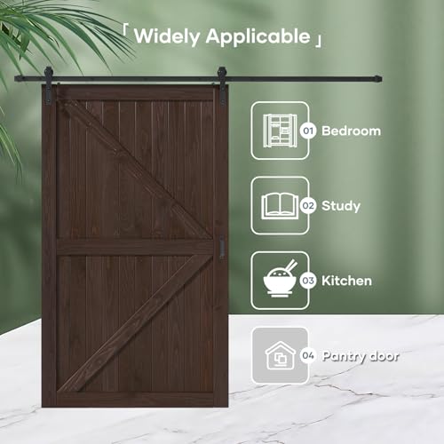Image of FREDBECK 54 x 84 Wood Barn Door Brown with Hardware,K-Frame,Interior Door