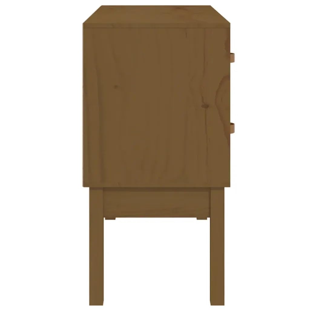 Helloshop26 - Armario para consola de madera de pino macizo, salón de oficina, 90 x 40 x 78 cm, almacenamiento óptimo, estilo rústico, madera, color marrón
