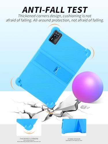 Coque DOOGEE Tab E3+ bleu azur en silicone souple avec support réglable intégré - 7