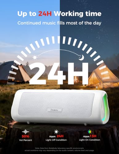 Image of Bluetooth Speaker, 20W HD Sound, Portable Wireless, IPX5 Waterproof, Up to 24H Playtime, TWS Pairing, for Home /Party /Outdoor /Camping /Beach Essentials, Electronic Gadgets, Birthday Gift (White)