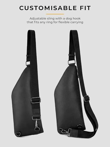 Image of EUME Kinetic Fanny Sling Bag | Waist Bag for Men & Women | Crossbody Waist Pouch with Zippered Compartments & Adjustable Strap | Charcoal Black