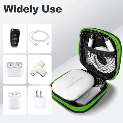 Image of 2Pack Square Earbud Case Portable EVA Carrying Case Storage Bag Cell Phone Accessories Organizer with Carabiner for Earphone, Earbud, Earpieces, SD Memory Card, Camera Chips-Purple /Green