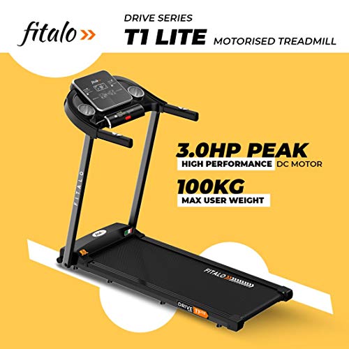 Image of Drive T1 Lite (3.0 HP Peak) DC Motor Motorized Treadmill with AUX Input and Free DIY Installation Assistance for Home use