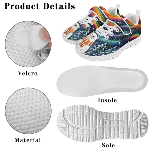 Boys Girls Shoes Kids Tennis Running Athletic School Sneakers for Little/Big Kid White Sole Polar Bear Rainbow Pattern 5