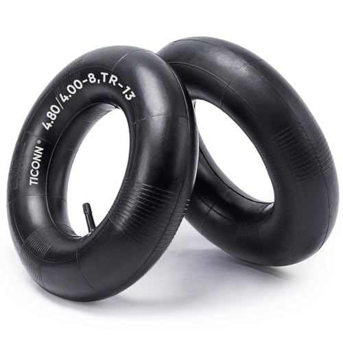 TICONN 4.80/4.00-8 Inner Tube 2 Pack Inner Tire Tube for Wheelbarrow Tires Replacement Tube with TR-13 Straight Valve Stem for Wheelbarrows Mowers Hand Trucks
