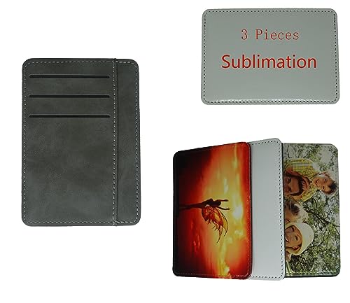 Sublimate Wallet Ultra-thin Card bag Womens wallets Blank Leather Front Pocket Wallet DIY Crafts (Gray)