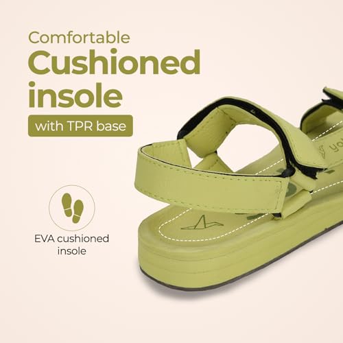 Image of YOHO EVA Sandals for Women | EVA sole | Comfortable cushioned sole with TPR base | Lightweight | Soft skin friendly straps | Adjustable straps | Velcro closure | Vibrant colour options