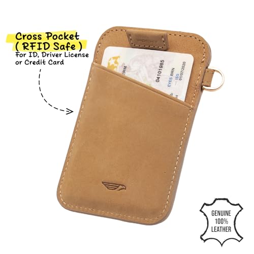Image of POCKT Slim Card Holder Wallet For Men and Women - Minimalist Front Pocket Wallet Elastic Credit Card Holder Genuine Leather RFID Blocking Card Case Wallets, Leaves, Minimalist