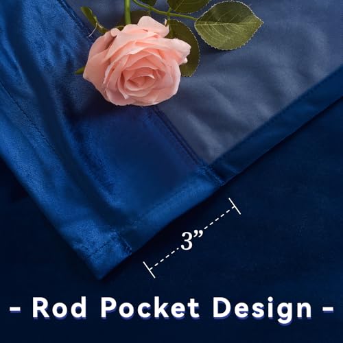Roslynwood Roslyn Samtvorhänge mit Schlaufen, Marineblau, 132 cm B x 96 L, 2 Stoffbahnen – Ansicht 4
