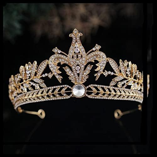 Diamentowa Tiara Vintage złote pióro kryształowe tiary ślubne korona Rhinestone korowód Diadem liść panna młoda opaska ślubne akcesoria do włosów