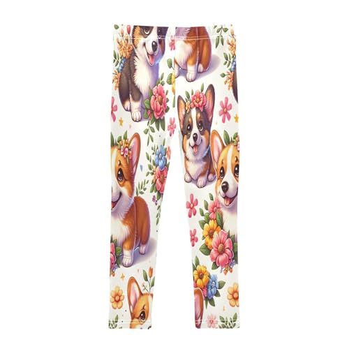 Toddler Girls Leggings Printed Yoga Pants Leggings Cute Dogs in Flowers for Kids2