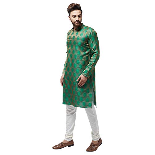 Sojanya (Since 1958 Men'S Jacquard Silk Kurta & Churidar Pyjama Set3