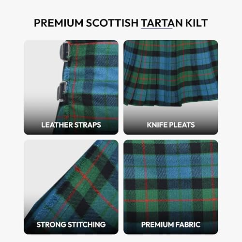 Image of 8 Yard Mens Kilt - Authentic Tartan Kilt for Men Highland Outfit for Weddings & Traditional Scottish Wear