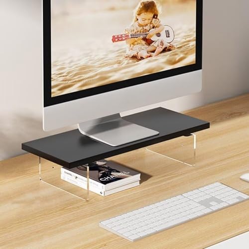 Yubbuio モニター台 机上ラック パソコン台 卓上収納 整理整頓 耐荷重25kg 木製天板 頑丈 安定 (50*20*8.5cm,ホワイト) (40*20*8.5cm,ブラック)