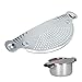 Produktbild Relaxdays Abgießhilfe Edelstahl, HxB: 32,5 x 13 cm, Schöpfsieb, für Töpfe und Schüsseln, platzsparend, Metall, silber