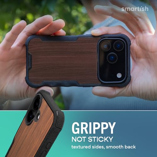 Image of Smartish iPhone 17 MagSafe Case - Gripzilla Protective Magnetic Case for Men [Rugged + Tough] Military Grade Heavy Duty Grip Armor - Drop Tested for iPhone 17 - Walnut Woods