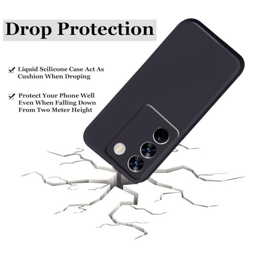 Image of A rtistque Liquid Silicone Back Cover Case for Vivo T3 5G Shockproof TPU Soft Flexible with Camera Protection - Black