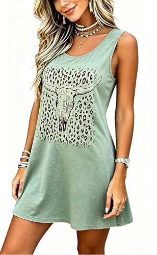 Image of LLHXRUI Sundresses for Women Sleeveless Boho Summer Dress Elegant Vacation Tank Dresses Casual Tunic Short Sun Dress