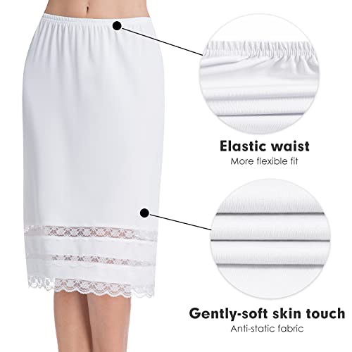 Image of Half Slips for Under Dress Women Underskirt Dress Extender Lace Trim Knee Length