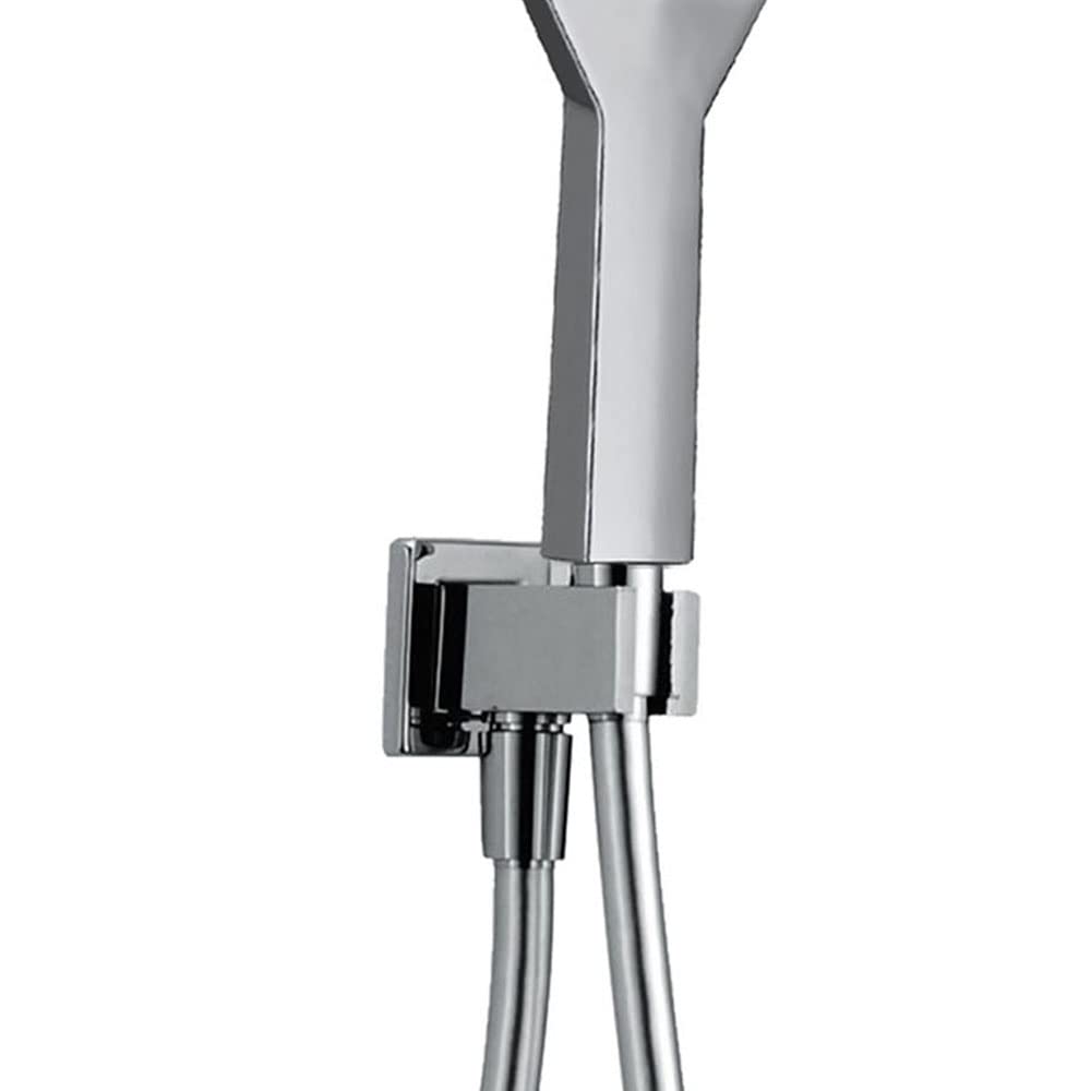 Kibath Handbrausehalter – Wandhalterung Mit Wasseranschluss, Quadratisch, Aus Messing, Verchromt, Für Duschschlauch