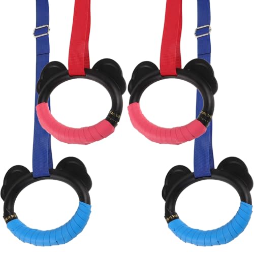 Anillas para Gimnasia y Pull-up con Correas Ajustables 2 Pares Azul y Rojo