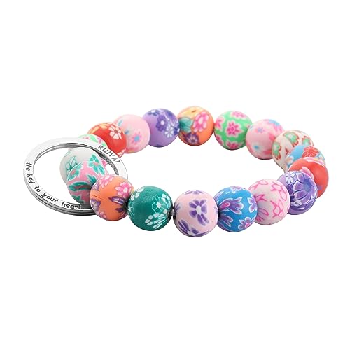 KUIYAI Elastic Functional Beaded Wrist Keychain Bracelet Handsfree Keychain Gift for Her