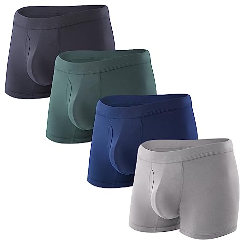 Image of BAMBOO COOL Mens Underwear Trunks for Man Soft Waistband Open-fly Support Briefs(3 or 4 pack)