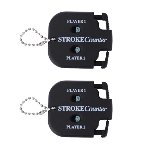 2 Pcs Golf Stroke Counters, Portable Score Keeper with Hanging Rope Mini Square Design 2 Player Stroke Shot Counter Clicker Accessories for Golf Training Competitions & Games