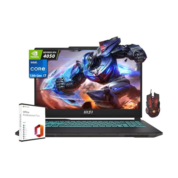 MSI 2024 Cyborg 15 Gaming Laptop, 15.6″ FHD 144Hz, Intel 10-Core i7-13620H, 32GB DDR5, 1TB SSD, GeForce RTX 4050, Backlit KB, Wi-Fi 6, Win 11 H, with Microsoft Office Lifetime License & Gaming Mouse