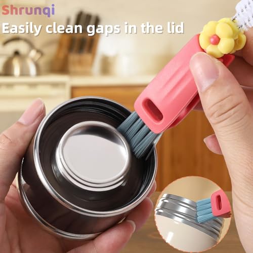 Image of 3 in 1 Bottle Cleaning Brush Set, Multifunction Silicone Cup Lid Gap Cleaner, Home Kitchen Crevice Cleaning Tools, Cute Colorful Rabbit,3 Pcs