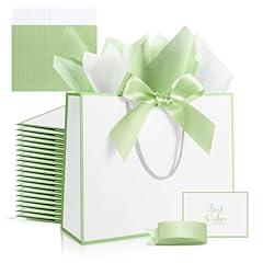 White and sage green gift bags