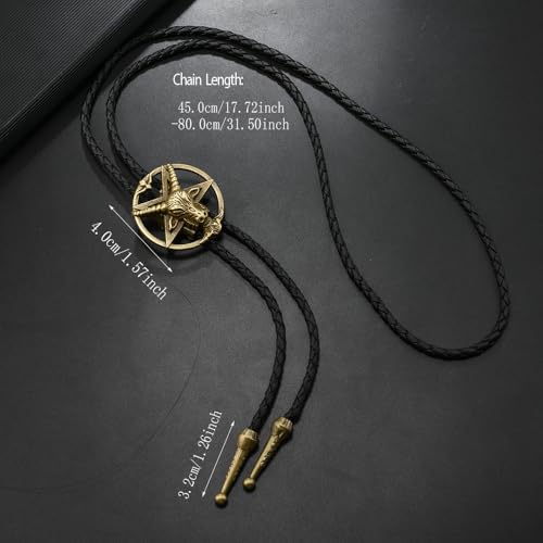 Image of Joxevyia Bolo Tie for Men Vintage Cow Skull Leather Rope Western Cowboy Necktie Vintage Bola Tie Gift for Him
