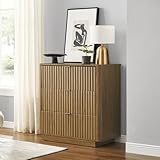 mopio Brooklyn 3-Drawer Dresser, Fluted Dresser for Bedroom, Child-Safe Interlocking Drawers, Modern Farmhouse Dresser (Walnut, 31.5" W)