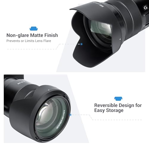 Image of JJC ALC-SH128 Bayonet Lens Hood Shade for Sony E PZ 18-105mm F4 G OSS Lens | Reversible Design, ALCSH128 Lens Hood for Sony SELP18105G Lens, Allow to Attach 72mm Filter & Lens Cap, No Vignetting