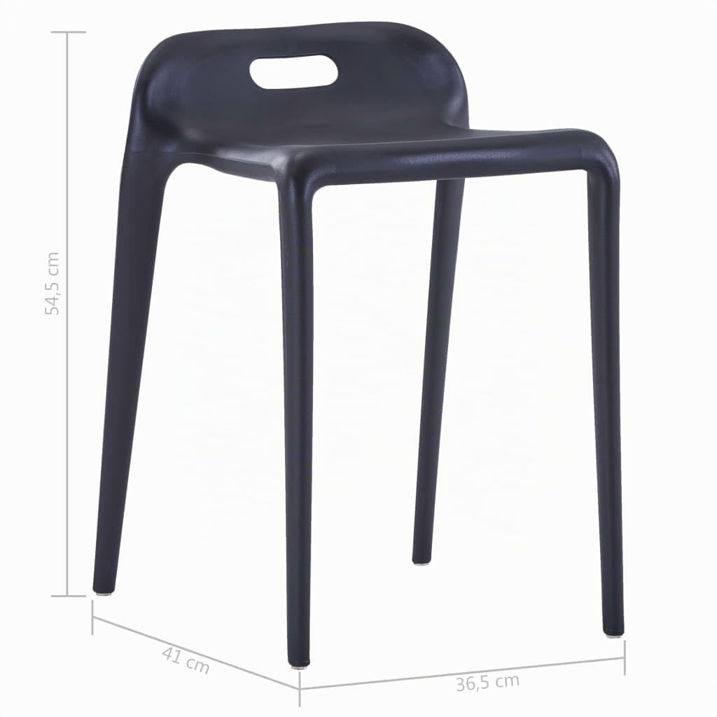 vidaXL 4X Tabourets Empilables Tabouret de Cuisine Tabouret de Salle à Manger Tabouret de Bar Comptoir Bistrot Maison Noir Plastique