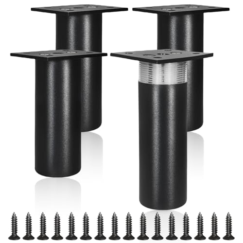 Aurinovellia 4 Pezzi Piedini per Mobili, Gambe per in Metallo Alluminio con Viti, Gambe Base per Scrivania Mobili da 10 a 11mm, Gambe per Tavolo Scrivania, Piedi per Mobili, per Armadietto Divano Nero