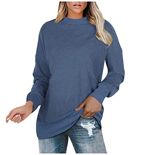 Camisas femininas de manga comprida 2022 elegantes casuais camisetas fofas gola redonda moletom solt