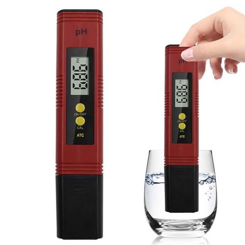 Digital pH Meter – High Precision pH Pen Tester 0.01 Resolution, Portable Water Quality Tester for Hydroponics, Drinking Water, Aquariums, Pools, and More (Red)